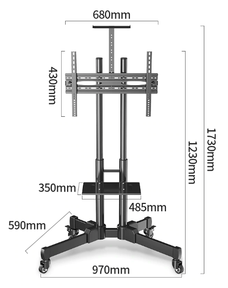 Video Conferencing Equipment Floor Stand for 32"-65" Screen With Camera Tray and Codec Shelf - Image 2