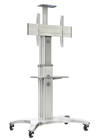 Video Conferencing Equipment Floor Stand for 32"- 65" Screen With Camera Tray and Codec Shelf